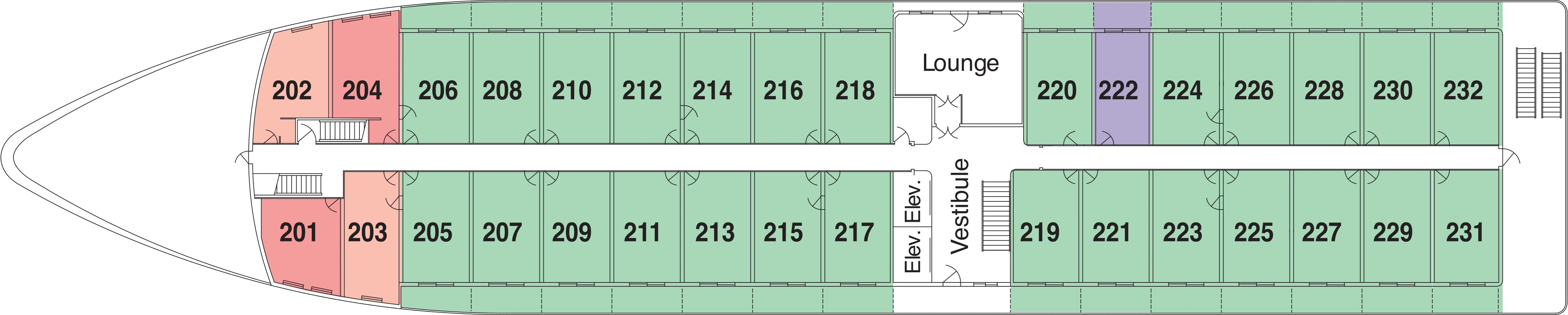 American Constellation, Deck 2: official cabin and venue layout