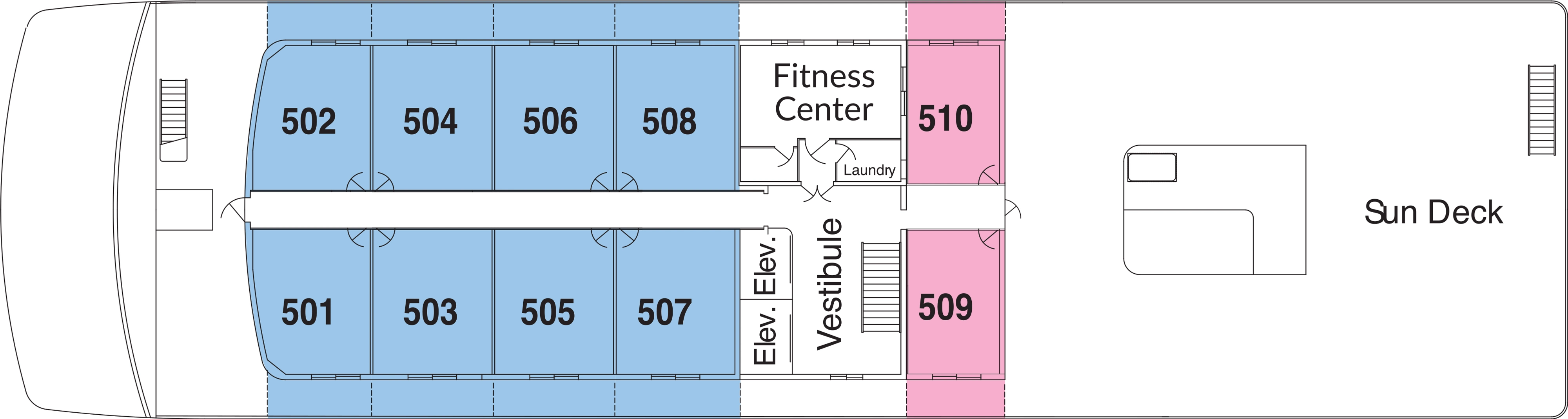 American Constellation, Deck 5: official cabin and venue layout