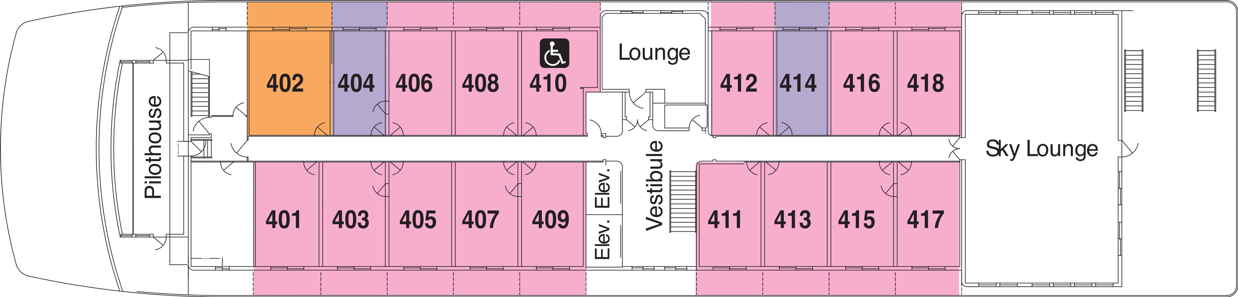 American Constellation, Deck 4: official cabin and venue layout