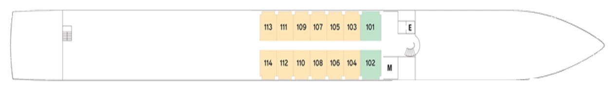 ms Lumière, Deck 1: official cabin and venue layout