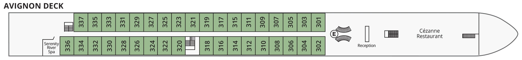 S.S. Catherine, Deck 2: official cabin and venue layout