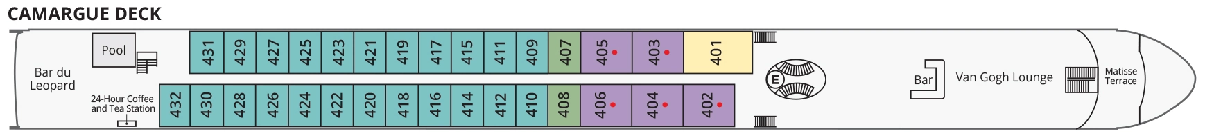 S.S. Catherine, Deck 3: official cabin and venue layout