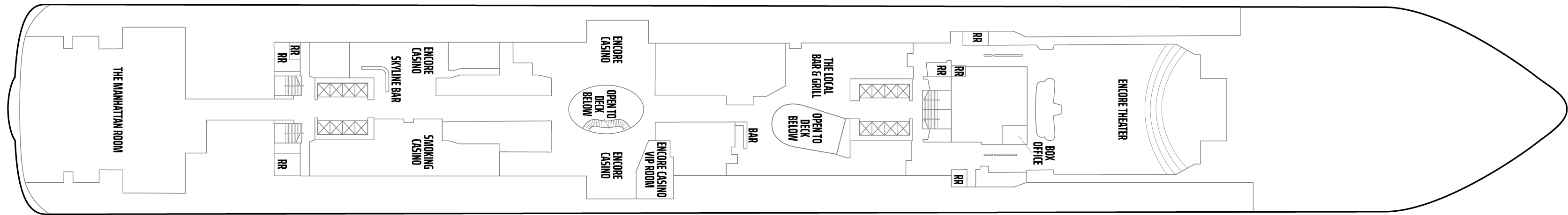 Norwegian Encore, Deck 7: official cabin and venue layout