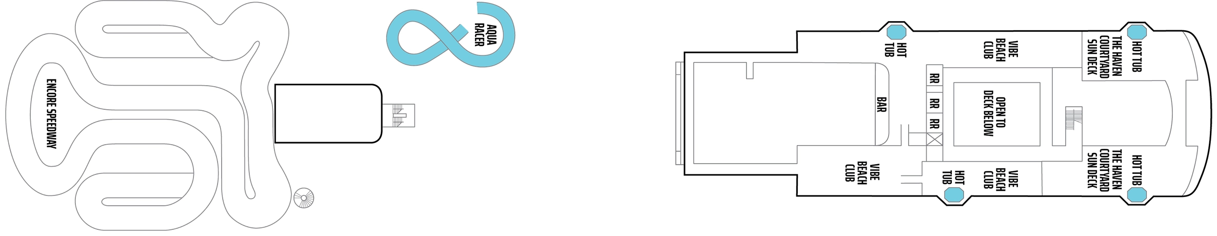 Norwegian Encore, Deck 19: official cabin and venue layout