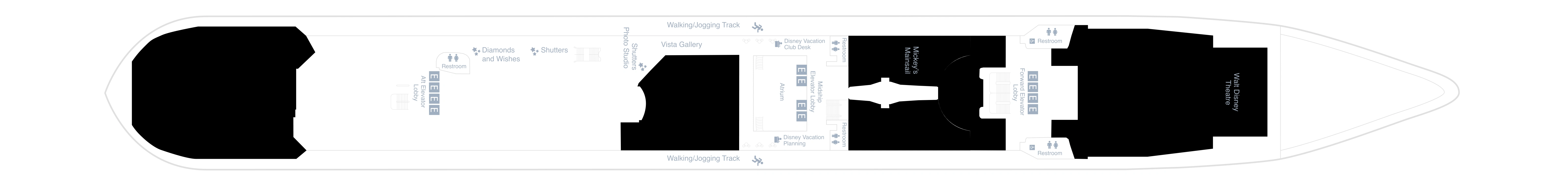 Disney Magic, Deck 4: official cabin and venue layout