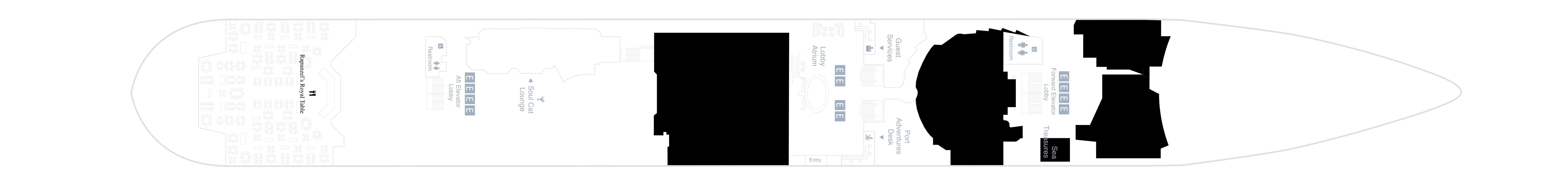 Disney Magic, Deck 3: official cabin and venue layout
