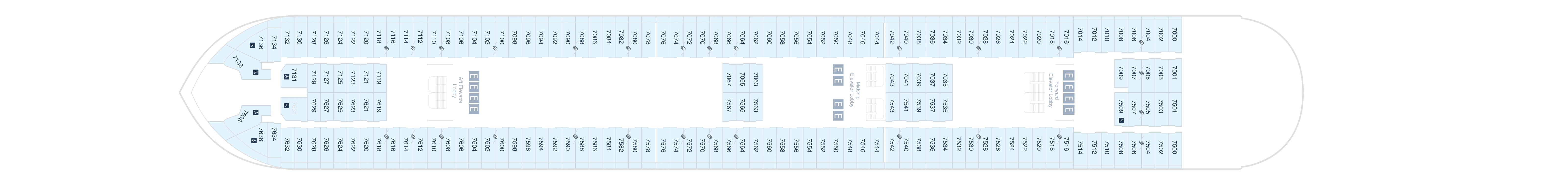 Disney Magic, Deck 7: official cabin and venue layout