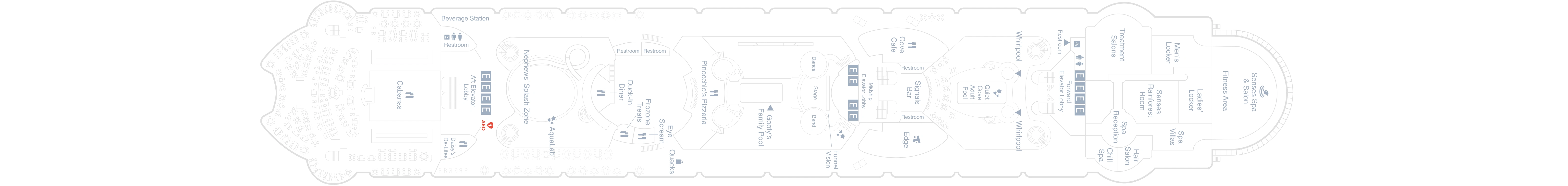 Disney Magic, Deck 9: official cabin and venue layout