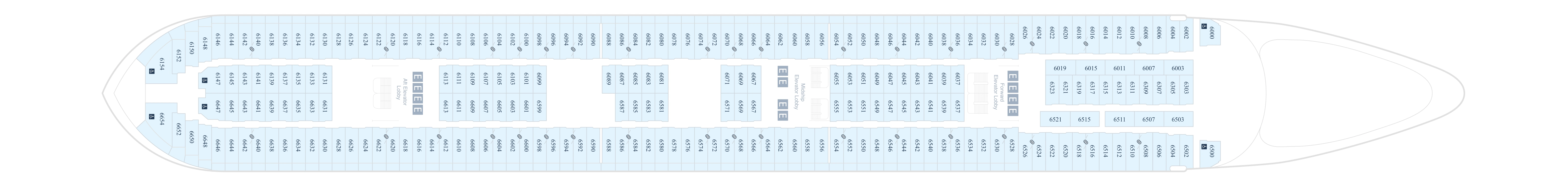 Disney Magic, Deck 6: official cabin and venue layout