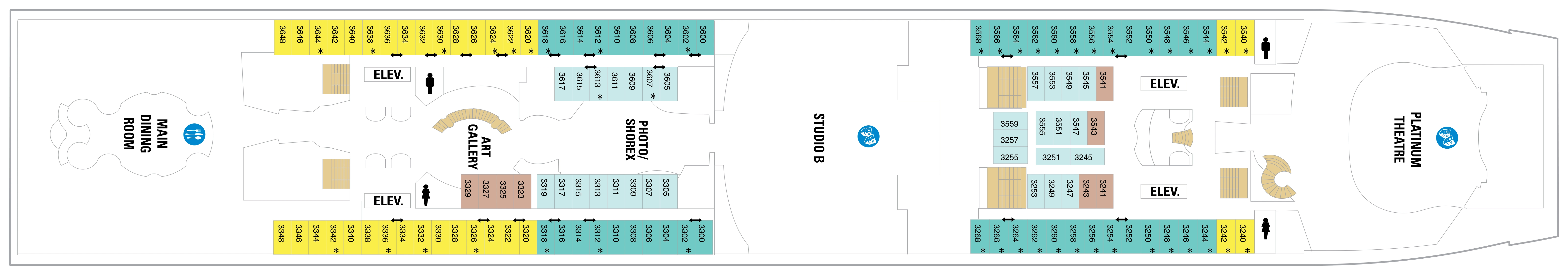 Liberty of the Seas, Deck 3: official cabin and venue layout