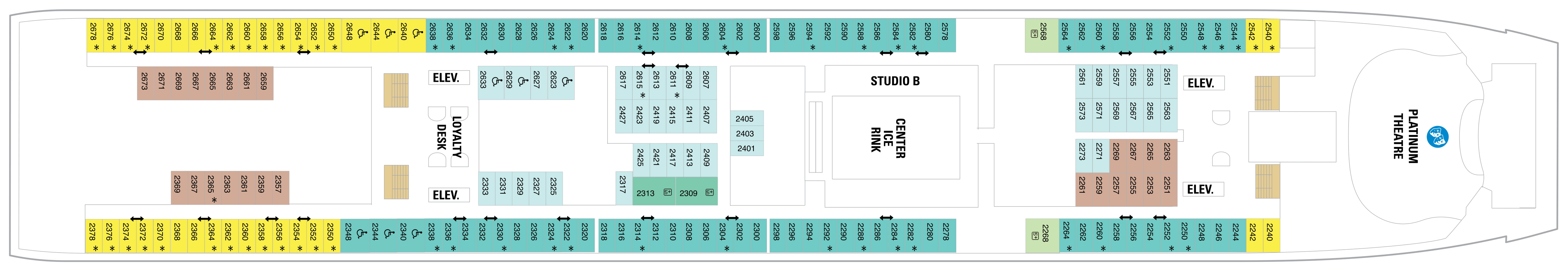 Liberty of the Seas, Deck 2: official cabin and venue layout
