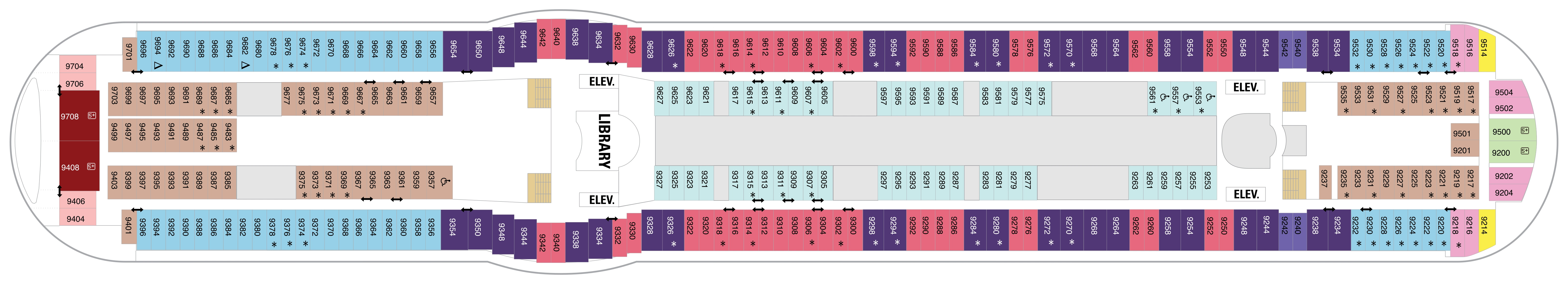 Liberty of the Seas, Deck 9: official cabin and venue layout