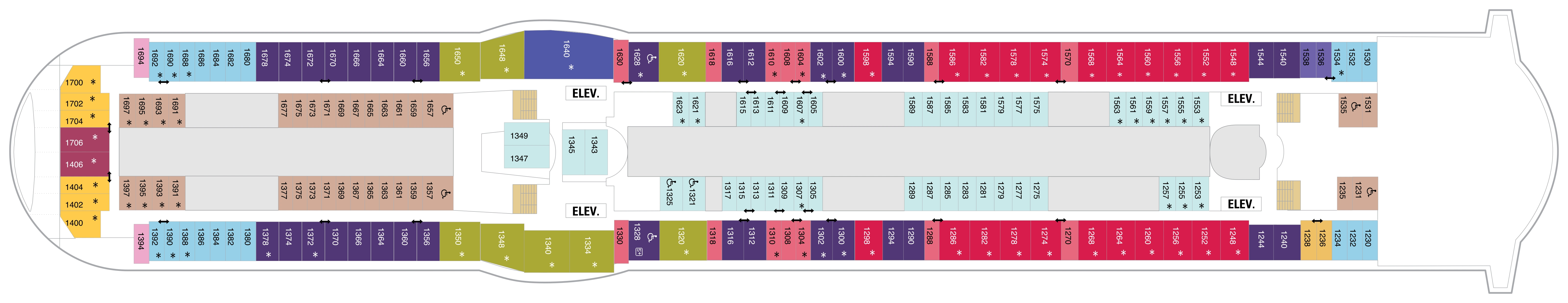 Liberty of the Seas, Deck 10: official cabin and venue layout