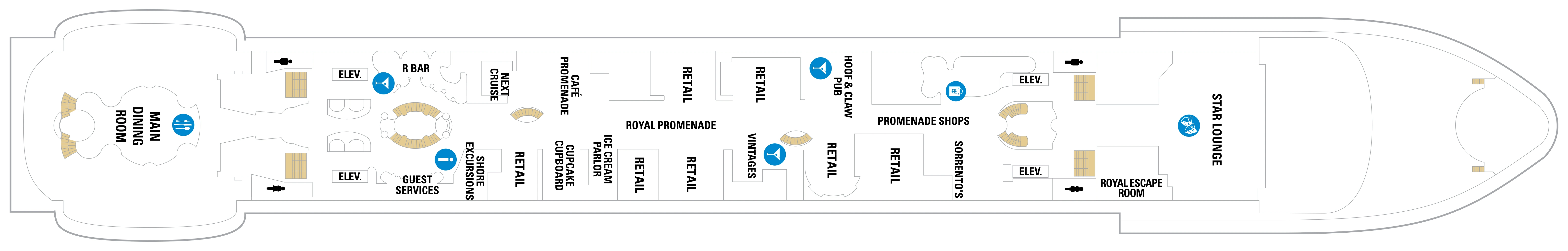 Liberty of the Seas, Deck 5: official cabin and venue layout