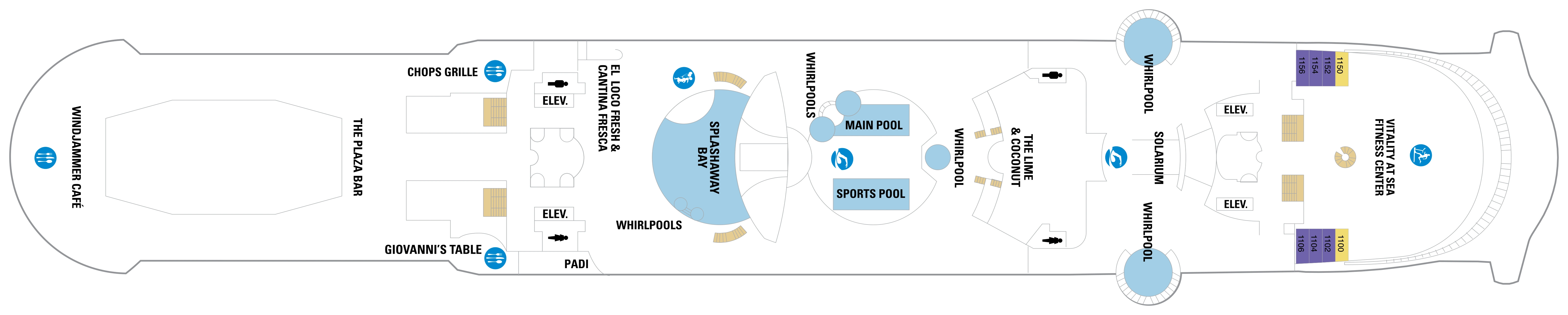 Liberty of the Seas, Deck 11: official cabin and venue layout