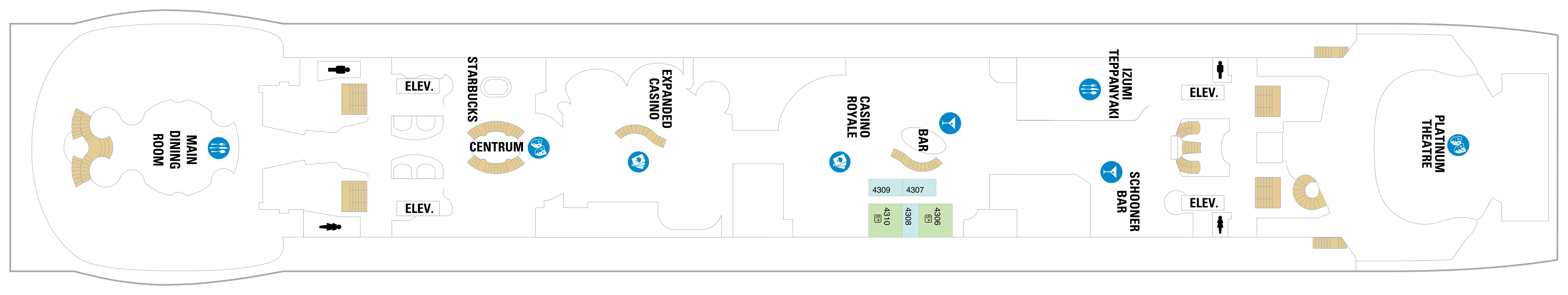 Liberty of the Seas, Deck 4: official cabin and venue layout