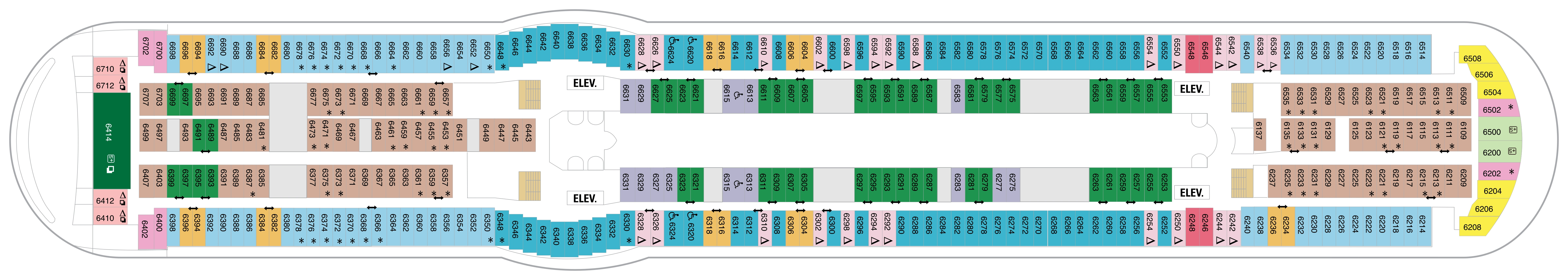 Liberty of the Seas, Deck 6: official cabin and venue layout