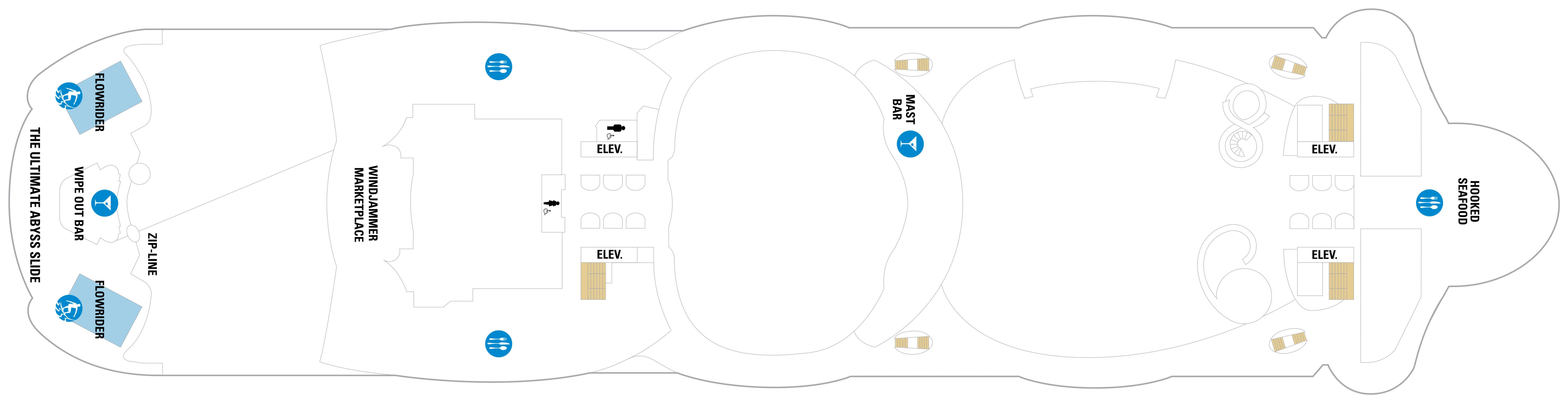 Symphony of the Seas, Deck 16: official cabin and venue layout