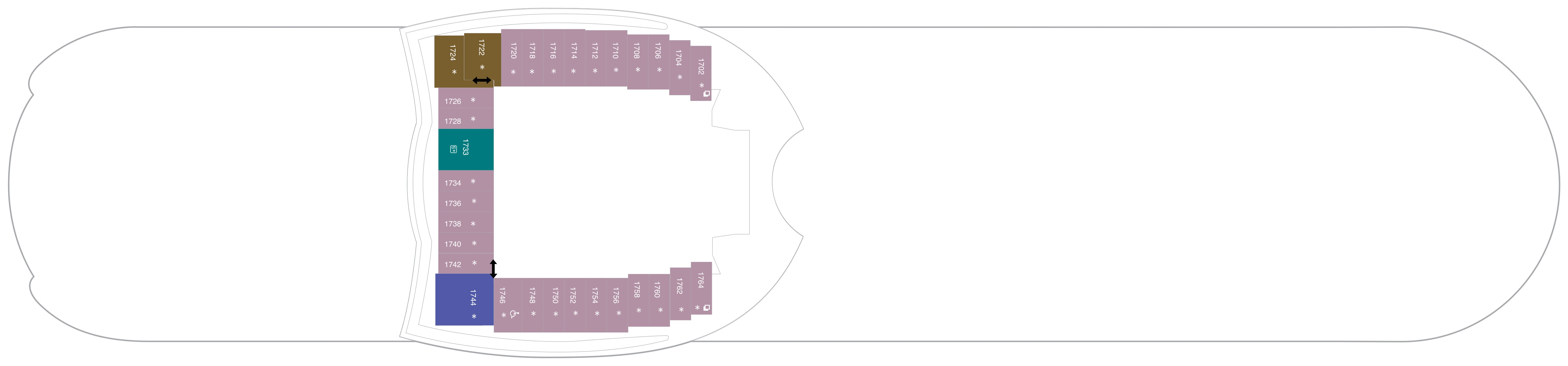 Symphony of the Seas, Deck 18: official cabin and venue layout