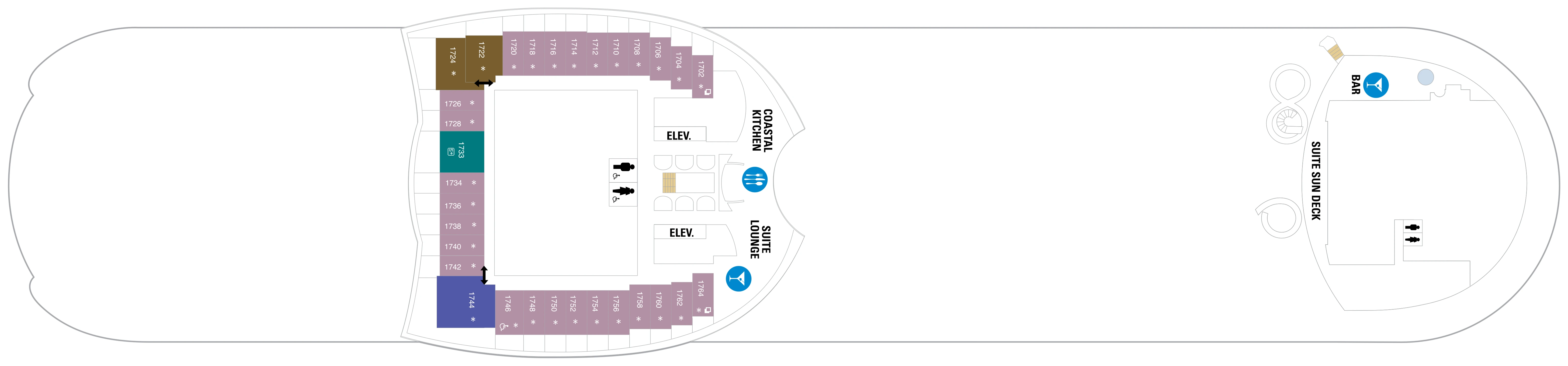 Symphony of the Seas, Deck 17: official cabin and venue layout