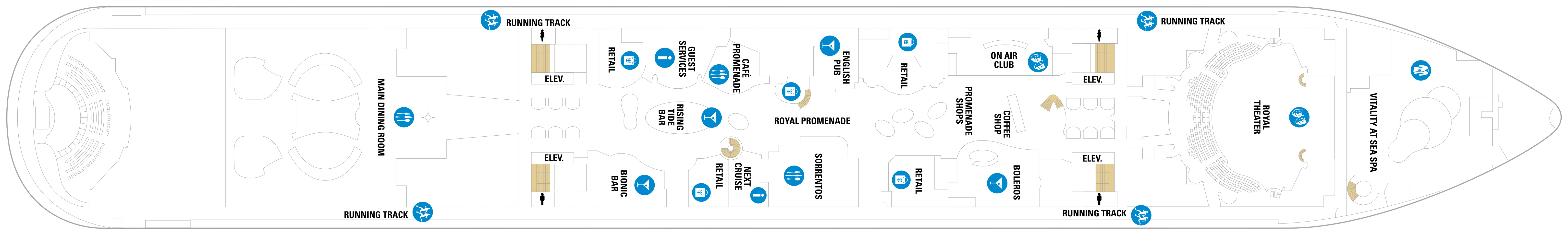 Symphony of the Seas, Deck 5: official cabin and venue layout