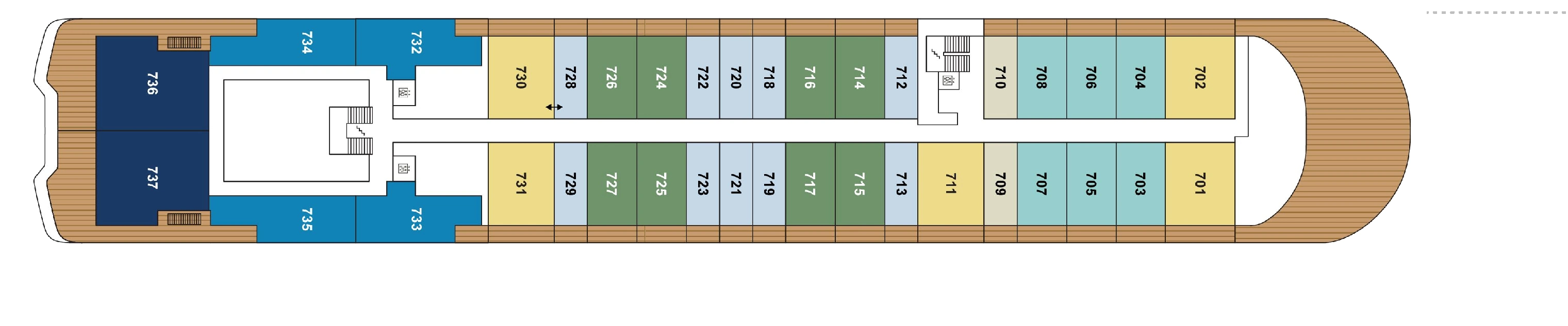 Evrima, Deck 7: official cabin and venue layout