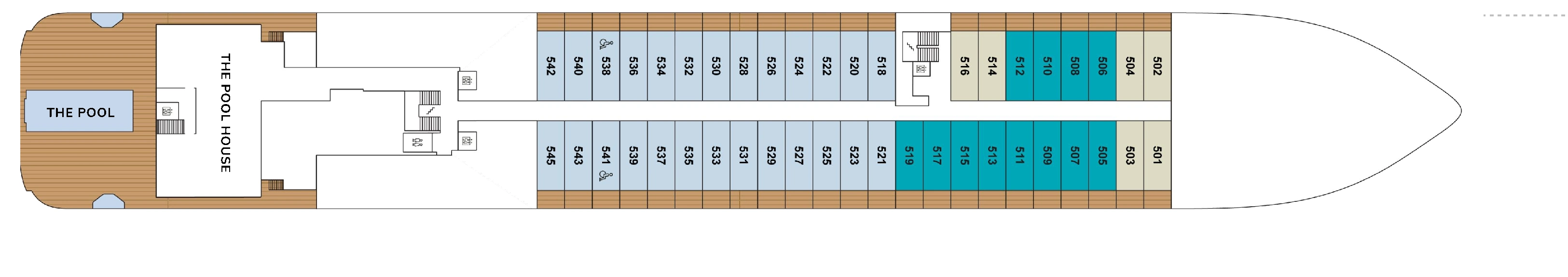 Evrima, Deck 5: official cabin and venue layout
