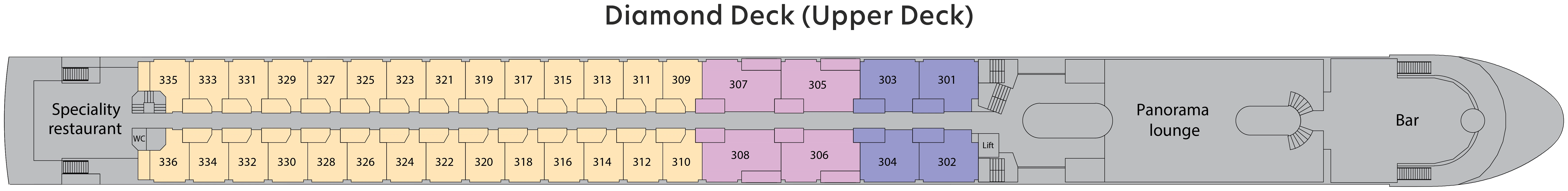 Riviera Resplendence, Deck 3: official cabin and venue layout