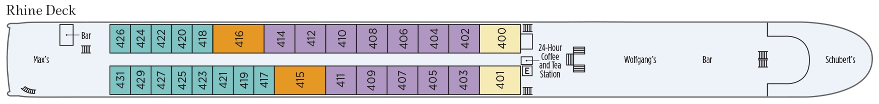 S.S. Beatrice, Deck 3: official cabin and venue layout