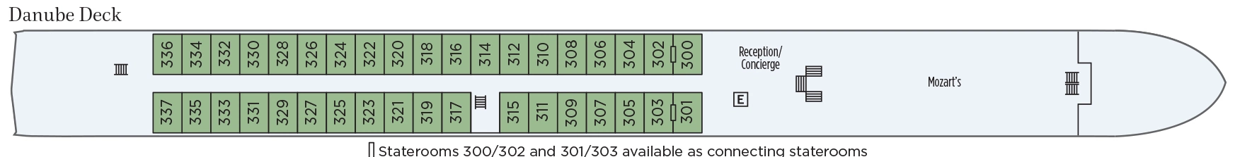 S.S. Beatrice, Deck 2: official cabin and venue layout