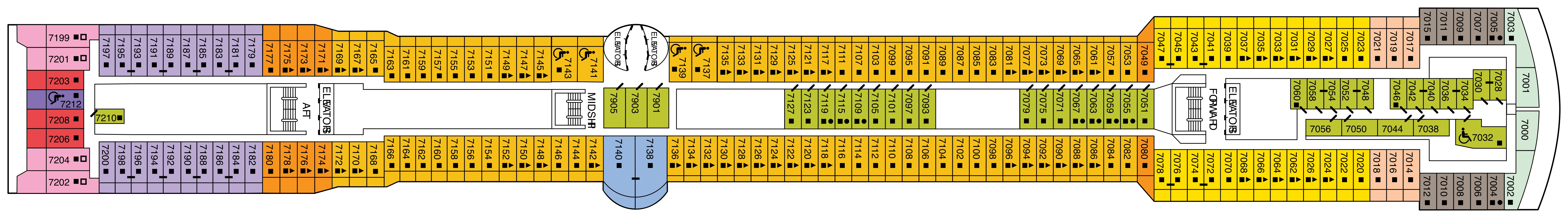 Celebrity Infinity, Deck 7: official cabin and venue layout