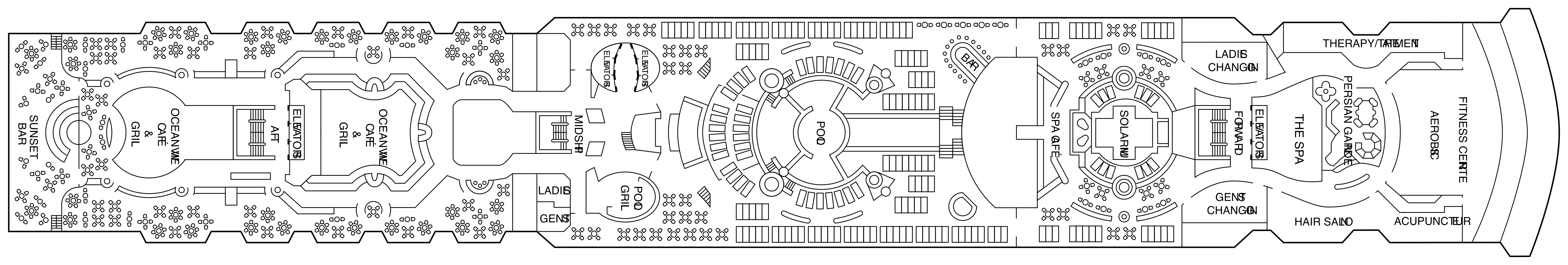 Celebrity Infinity, Deck 10: official cabin and venue layout