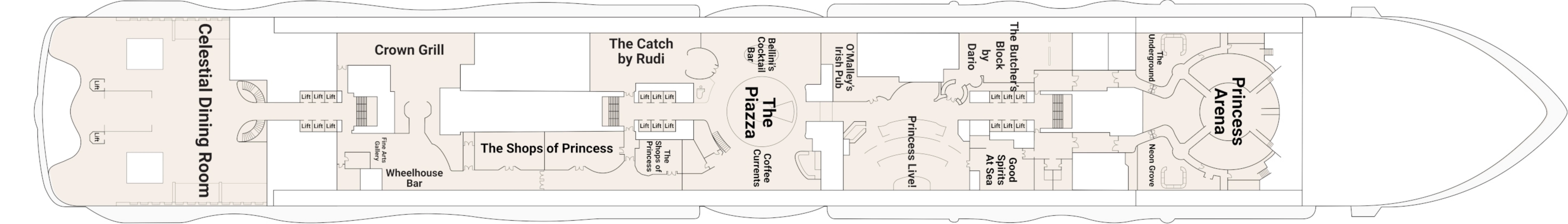 Star Princess, Deck 7: official cabin and venue layout