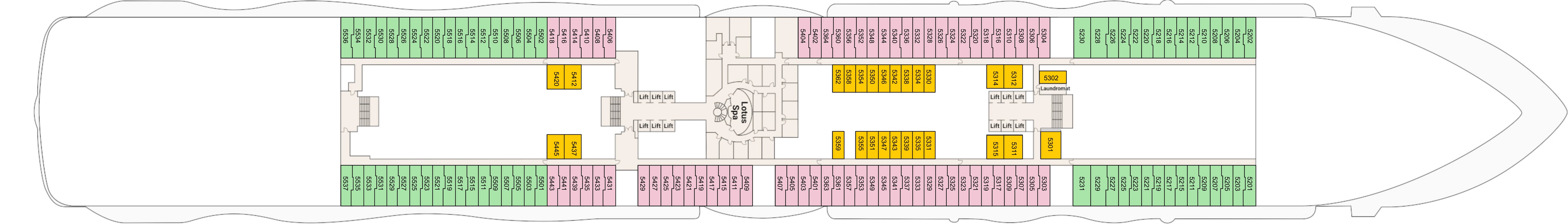 Star Princess, Deck 5: official cabin and venue layout