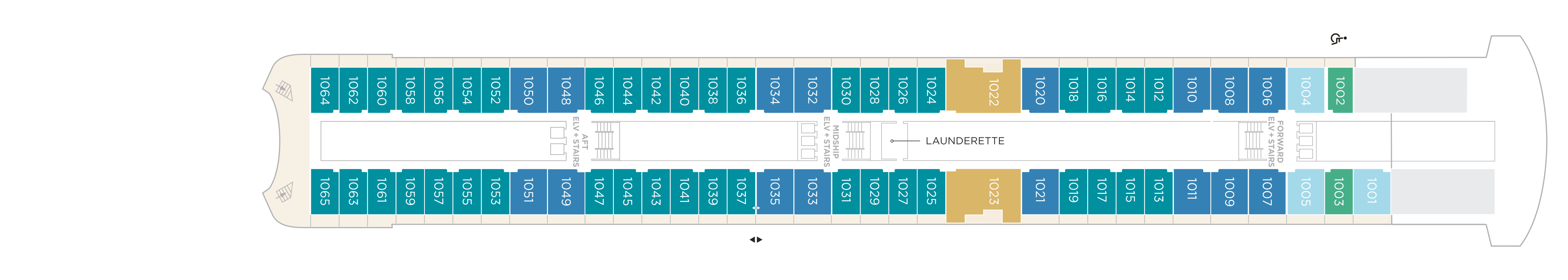 Crystal Symphony, Deck 10: official cabin and venue layout