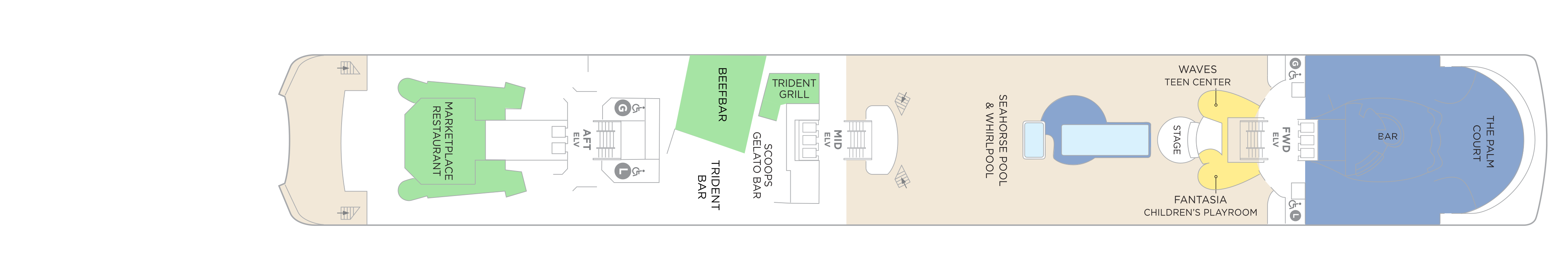 Crystal Symphony, Deck 11: official cabin and venue layout