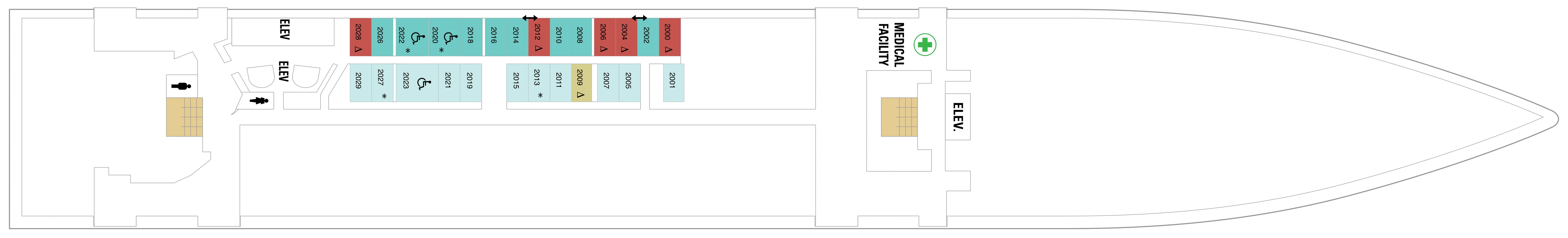 Serenade of the Seas, Deck 2: official cabin and venue layout