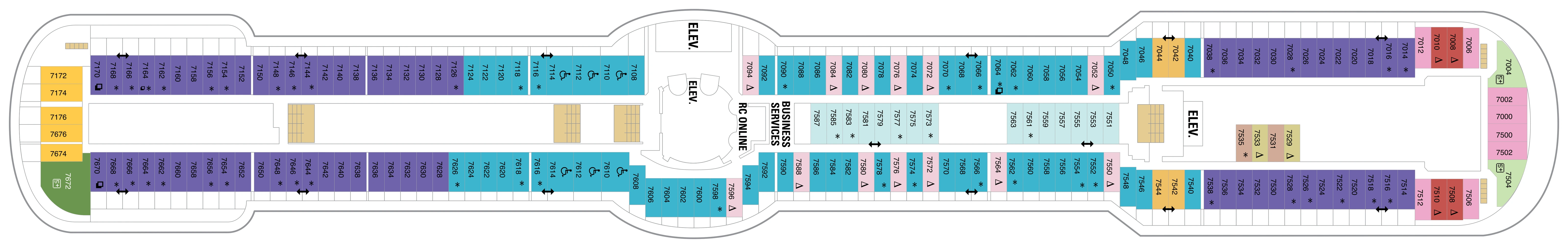 Serenade of the Seas, Deck 7: official cabin and venue layout