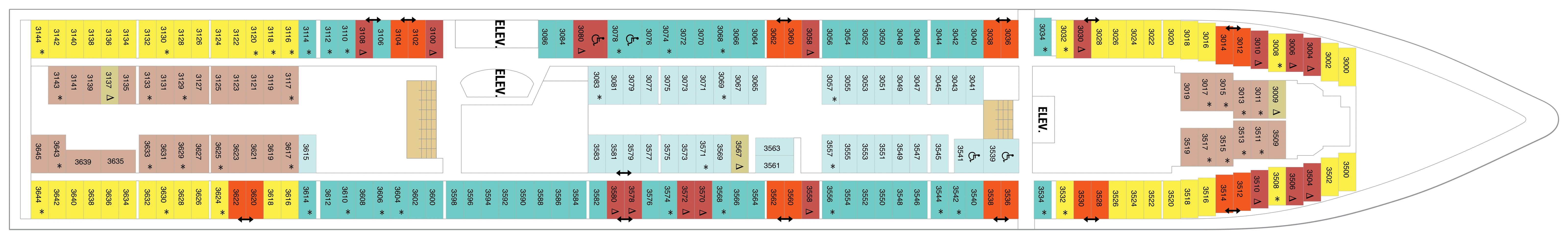 Serenade of the Seas, Deck 3: official cabin and venue layout