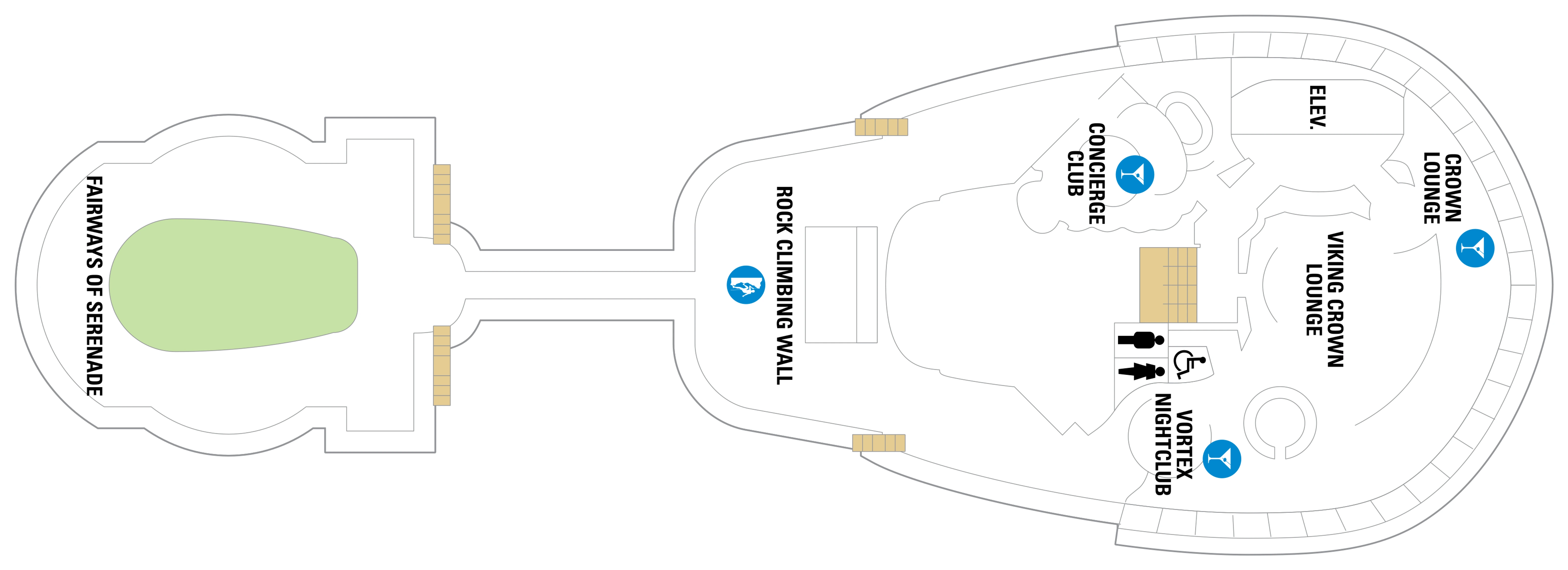 Serenade of the Seas, Deck 13: official cabin and venue layout
