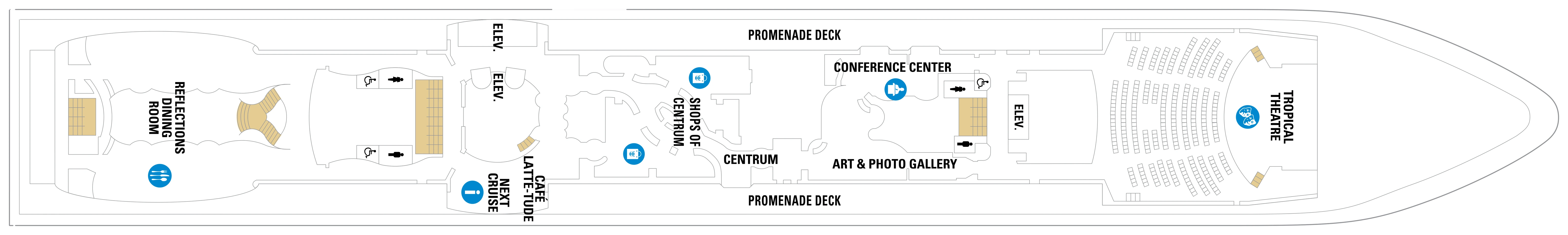 Serenade of the Seas, Deck 5: official cabin and venue layout