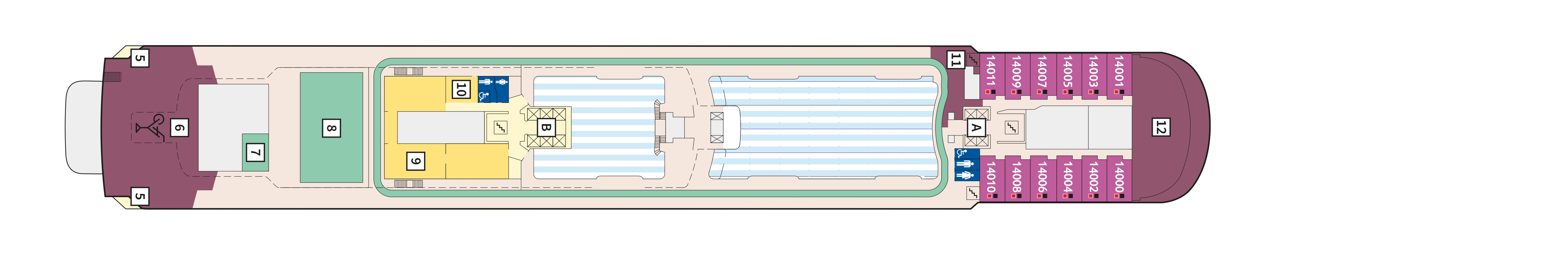Mein Schiff 6, Deck 14: official cabin and venue layout