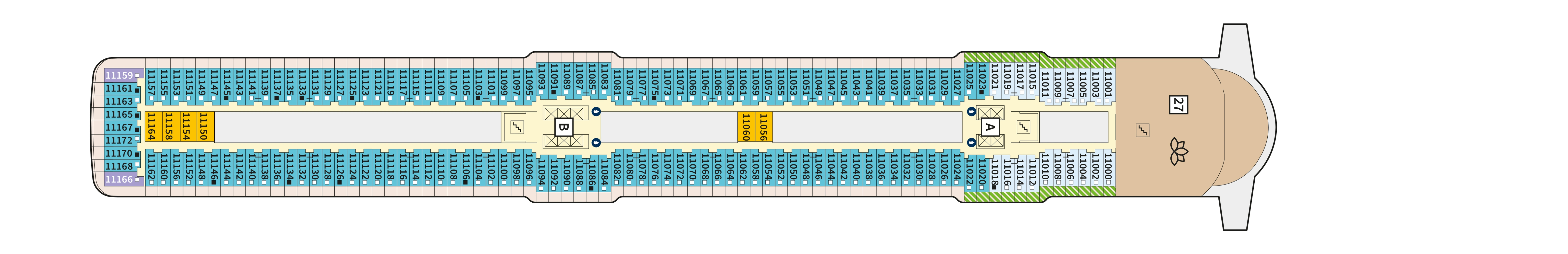 Mein Schiff 6, Deck 11: official cabin and venue layout