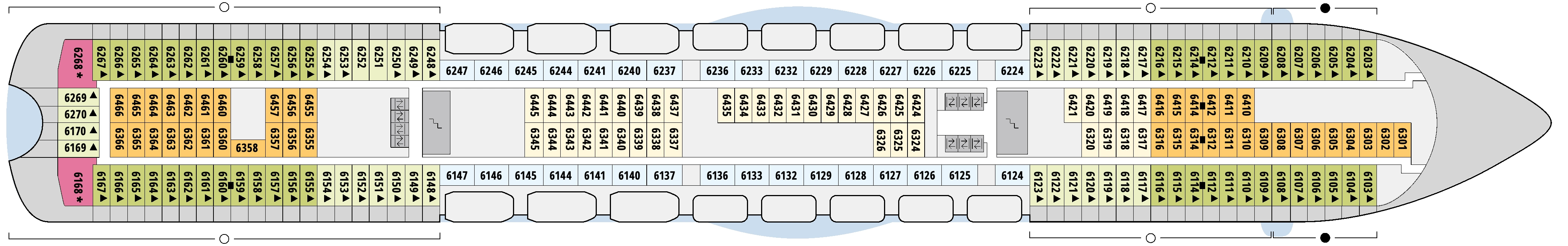AIDAsol, Deck 6: official cabin and venue layout