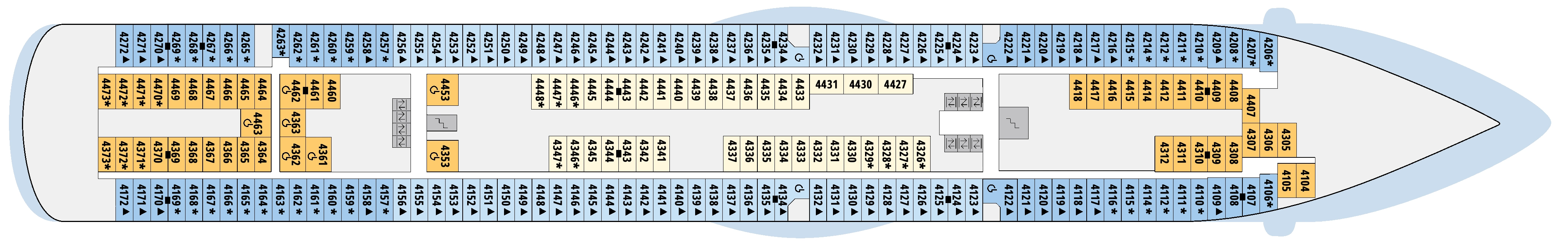 AIDAsol, Deck 4: official cabin and venue layout