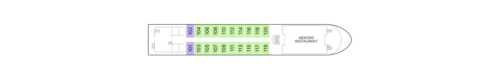 AmaMaya, Deck 1: official cabin and venue layout