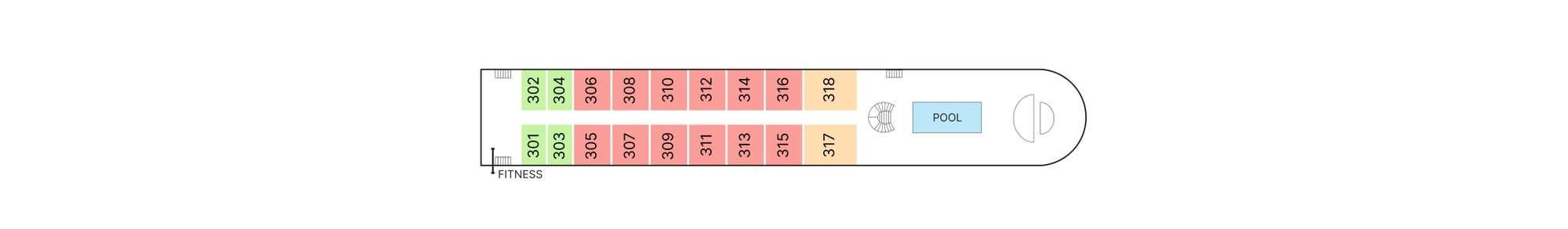AmaMaya, Deck 3: official cabin and venue layout