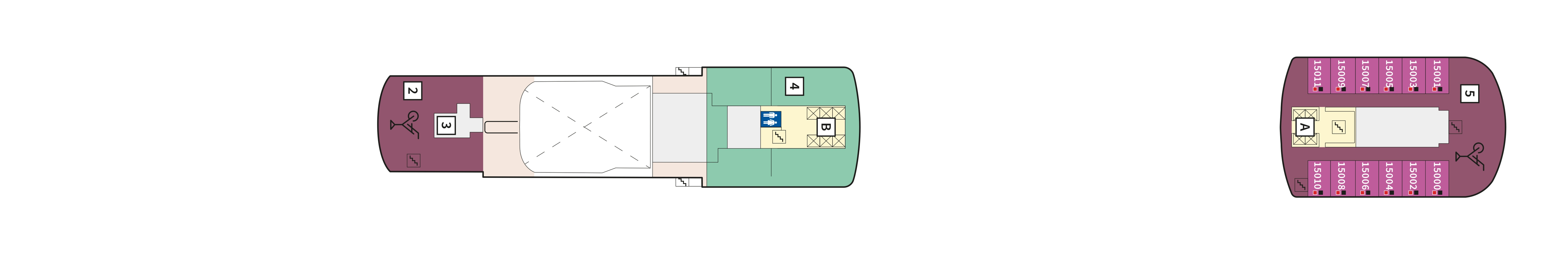 Mein Schiff 2, Deck 15: official cabin and venue layout