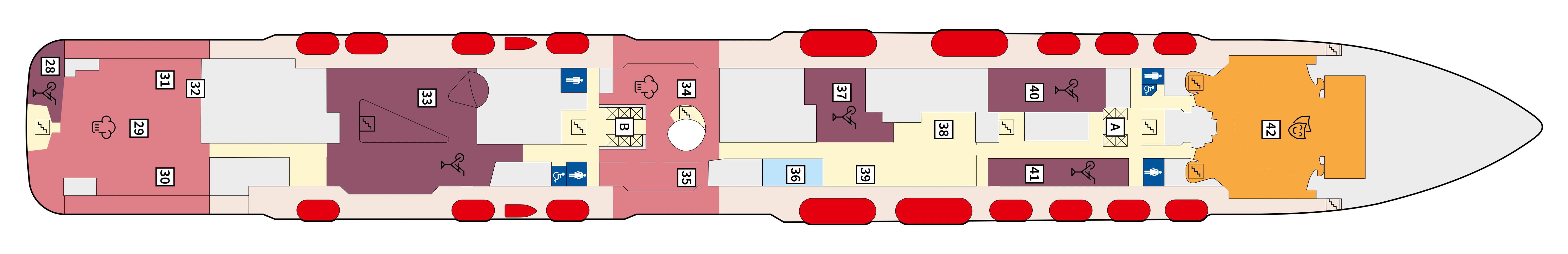 Mein Schiff 2, Deck 5: official cabin and venue layout