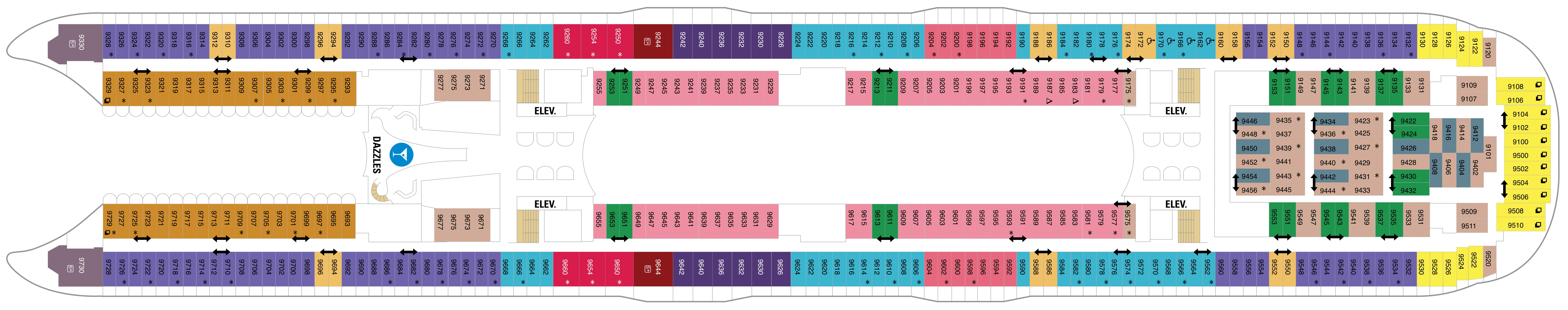 Harmony of the Seas, Deck 9: official cabin and venue layout